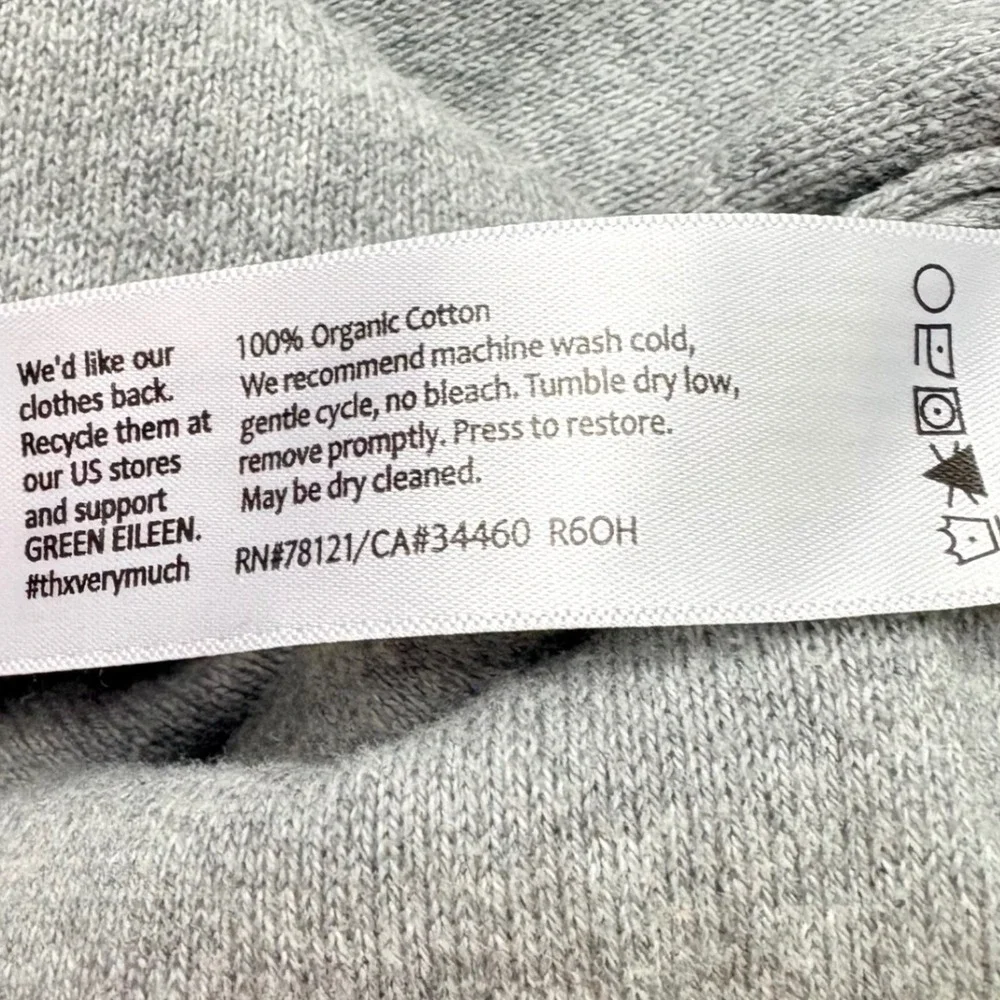 Eileen Fisher L Grey Organic Cotton Boxy‎ High Low Knit Sweater Pocket Lagenlook